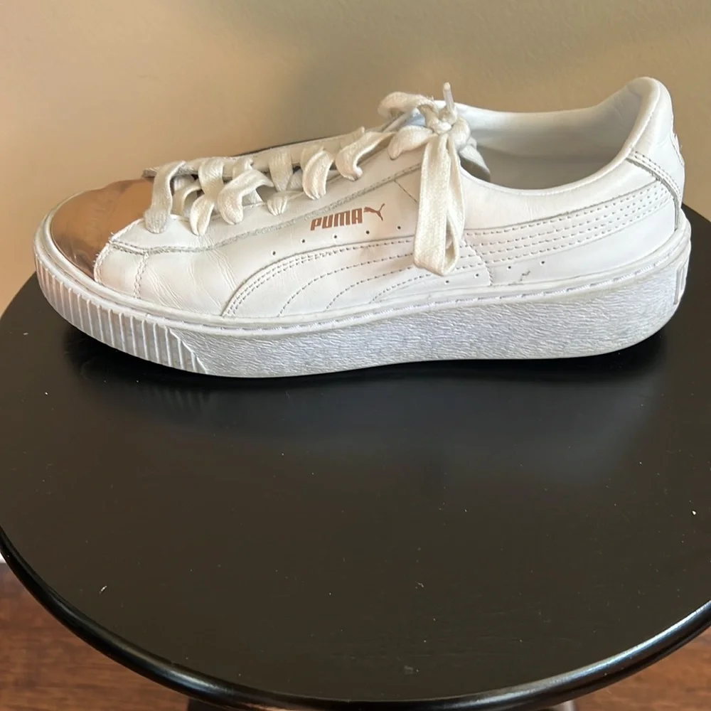 Puma Leather Shoes with Rose Gold Metallic Toe
